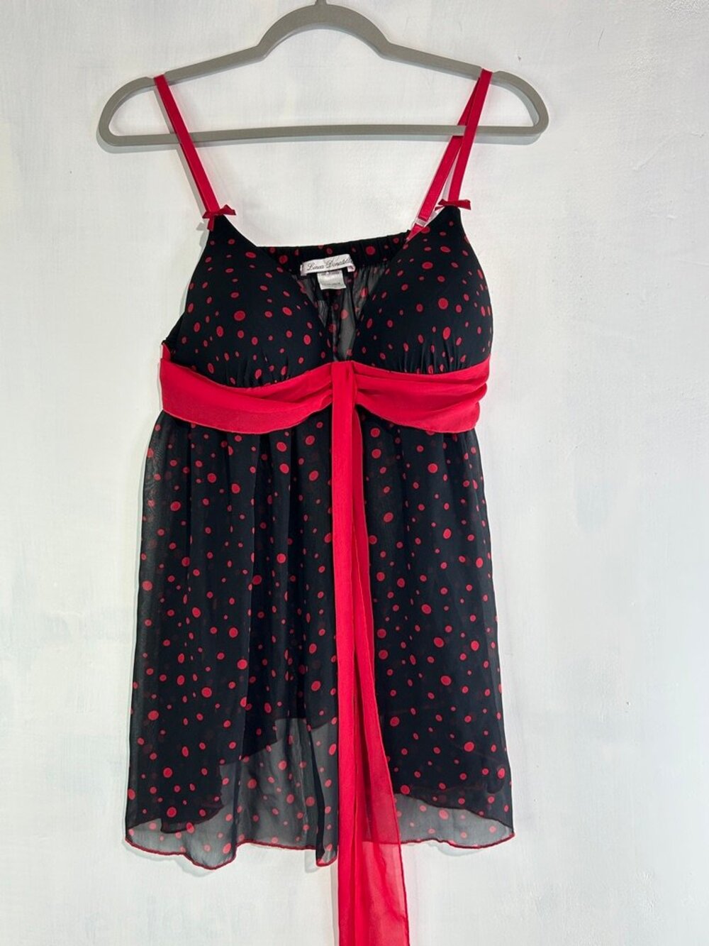 LineaDonatella XL Black Red PolkaDot Babydoll Chemise Lingerie Y2K Pinup Boudoir